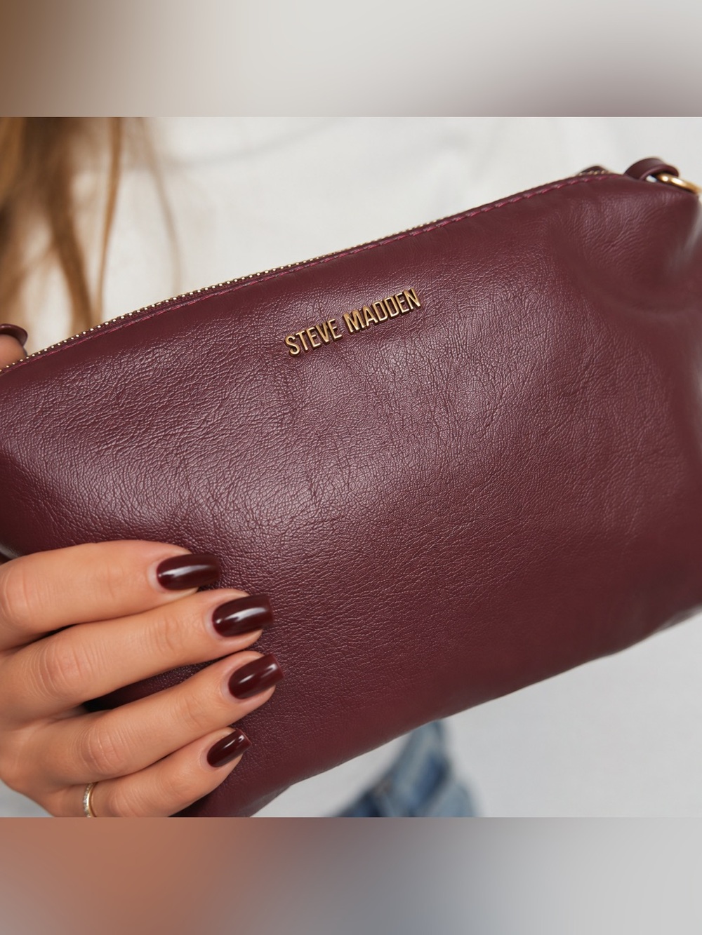 . Steve Madden Burgundy Faux Leather BDempsey Crossbody Pouch Bag Small